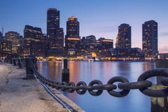 Boston, Skyline of Boston at sunset stock images Boston, Skyline of Boston at sunset stock images