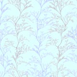 Botaniczny błękitny bezszwowy wzór z traw roślinami ilustracji Botaniczny błękitny bezszwowy wzór z traw roślinami ilustracji