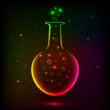 Botella brillante del arco iris con las luces mágicas ilustración del vector Botella brillante del arco iris con las luces mágicas ilustración del vector