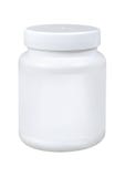 Botella de píldora blanca de la medicina aislada en un fondo blanco foto de archivo Botella de píldora blanca de la medicina aislada en un fondo blanco foto de archivo