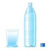 Bottle of clean water and glass with splashing iso royalty free illustration Bottle of clean water and glass with splashing iso royalty free illustration