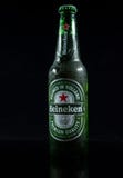 Selinsgrove, Pennsylvania - March 18, 2019: A bottle of Heineken beer isolated against a black background. royalty free stock photos Selinsgrove, Pennsylvania - March 18, 2019: A bottle of Heineken beer isolated against a black background. royalty free stock photos
