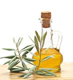 Bottle Of Olive Oil And Olive Branch Stock Image