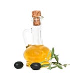 Bottle Of Olive Oil And Olive Fruits Stock Photography