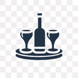 Bottle and Two Glasses vector icon isolated on transparent backg royalty free illustration Bottle and Two Glasses vector icon isolated on transparent backg royalty free illustration