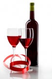 Bottle With Red Wine And Glass Royalty Free Stock Photography Bottle With Red Wine And Glass Royalty Free Stock Photography