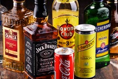 Bottles of assorted global hard liquor brands stock images Bottles of assorted global hard liquor brands stock images