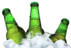 Bottles Of Beer Are In Ice Royalty Free Stock Photos