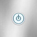 Botão de interruptor da interface de utilizador de ligar/desligar Botão do poder em um painel de alumínio escovado ilustração stock Botão de interruptor da interface de utilizador de ligar/desligar Botão do poder em um painel de alumínio escovado ilustração stock
