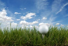 Boule de golf sur une pièce en t photo libre de droits Boule de golf sur une pièce en t photo libre de droits