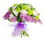 Bouquet Of Lilacs, Roses And Irises Stock Photos Bouquet Of Lilacs, Roses And Irises Stock Photos