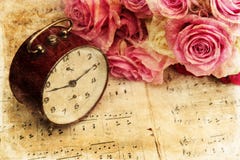 Bouquet Of Roses On Music Notes Royalty Free Stock Photo Bouquet Of Roses On Music Notes Royalty Free Stock Photo