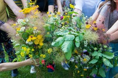 Bouquets of healing herbs and flowers in the hands of women. royalty free stock images Bouquets of healing herbs and flowers in the hands of women. royalty free stock images