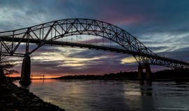 Bourne Bridge in Cape Cod at Sunset royalty free stock photo Bourne Bridge in Cape Cod at Sunset royalty free stock photo