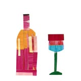Bouteille de vin avec un verre dans la technique du collage illustration de vecteur Bouteille de vin avec un verre dans la technique du collage illustration de vecteur