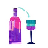 Bouteille de vin avec un verre avec un pulvérisateur illustration stock Bouteille de vin avec un verre avec un pulvérisateur illustration stock