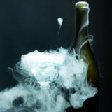 Bouteille et gobelet sur le gris photo libre de droits Bouteille et gobelet sur le gris photo libre de droits