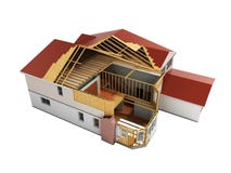 Bouw Huis het Driedimensionele 3d beeld geen schaduw teruggeeft royalty-vrije illustratie Bouw Huis het Driedimensionele 3d beeld geen schaduw teruggeeft royalty-vrije illustratie