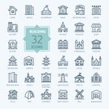Bouw minimale dunne het pictogramreeks van het lijnweb royalty-vrije illustratie Bouw minimale dunne het pictogramreeks van het lijnweb royalty-vrije illustratie