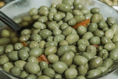 Bowl of green olives stock image Bowl of green olives stock image