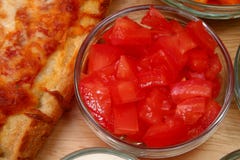 Bowl Of Diced Tomatoes Stock Image