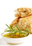 Bowl Of Olive Oil With Crusty Bread And Rosemary Royalty Free Stock Photos