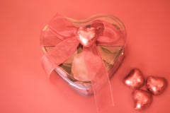 Box of chocolates. Chocolates in the shape of a heart royalty free stock photos Box of chocolates. Chocolates in the shape of a heart royalty free stock photos
