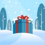 Box with a gift in the snow royalty free illustration Box with a gift in the snow royalty free illustration
