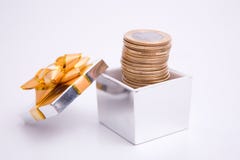 Box To Gift And Coin Royalty Free Stock Image