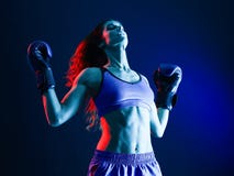 Boxe de boxeur de femme d'isolement images libres de droits Boxe de boxeur de femme d'isolement images libres de droits