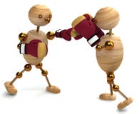 Boxing Of Two Wood Mans Stock Image