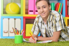 Boy drawing with pencils Stock Images Boy drawing with pencils Stock Images