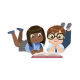 Boy And Girl Laying On The Floor Reading royalty free illustration Boy And Girl Laying On The Floor Reading royalty free illustration