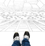 Boy or Girl Standing on top of Building Sketch stock image Boy or Girl Standing on top of Building Sketch stock image