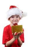 Boy Holding A Christmas Gift Royalty Free Stock Image
