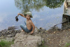 Boy In Forest By Lake Royalty Free Stock Photos Boy In Forest By Lake Royalty Free Stock Photos
