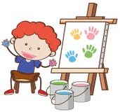 A Boy with Paining Board stock illustration A Boy with Paining Board stock illustration