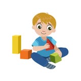 Boy Playing With Blocks vector illustration Boy Playing With Blocks vector illustration