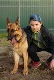 Boy playing with his best friend stock photography Boy playing with his best friend stock photography