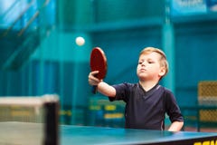 Boy Playing Table Tennis Royalty Free Stock Photography