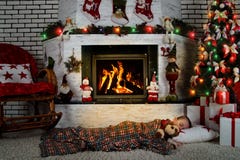 Little Boy Sleeping With A Dog Stock Photo - Image of best ...