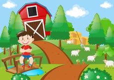 Boy smiling in the farm vector illustration Boy smiling in the farm vector illustration