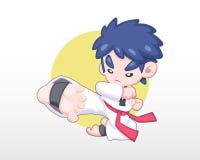 A Boy in Taekwondo Uniform doing jump kick illustration royalty free illustration A Boy in Taekwondo Uniform doing jump kick illustration royalty free illustration