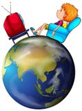A boy watching TV royalty free illustration A boy watching TV royalty free illustration