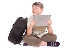 Boy With A Tablet PC Royalty Free Stock Image