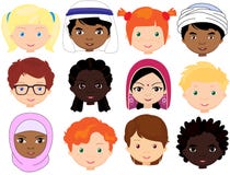 Boys And Girls Of Different Nationalities. Multinational Children. Kids Faces Of Different Cultures Stock Images Boys And Girls Of Different Nationalities. Multinational Children. Kids Faces Of Different Cultures Stock Images