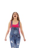 Boze gillende jonge vrouw met dichtgeklemde vuist stock foto's Boze gillende jonge vrouw met dichtgeklemde vuist stock foto's