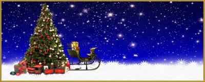 Boże Narodzenia: Choinka i Santa ` s sanie, sztandar, tło ilustracja wektor Boże Narodzenia: Choinka i Santa ` s sanie, sztandar, tło ilustracja wektor