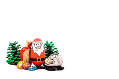 Bożenarodzeniowy Santa i jego renifer na białym tle obrazy royalty free Bożenarodzeniowy Santa i jego renifer na białym tle obrazy royalty free