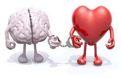 Brain And Heart With Arms And Legs Linked By Handcuffs On Hand Royalty Free Stock Images Brain And Heart With Arms And Legs Linked By Handcuffs On Hand Royalty Free Stock Images